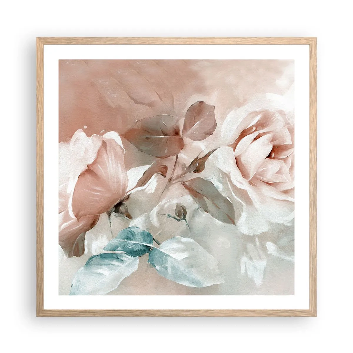 Plakat i ramme af lyst egetræ - Den romantiske ånd - 60x60 cm