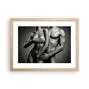 Plakat i ramme af lyst egetræ - Adam og Eva - 40x30 cm