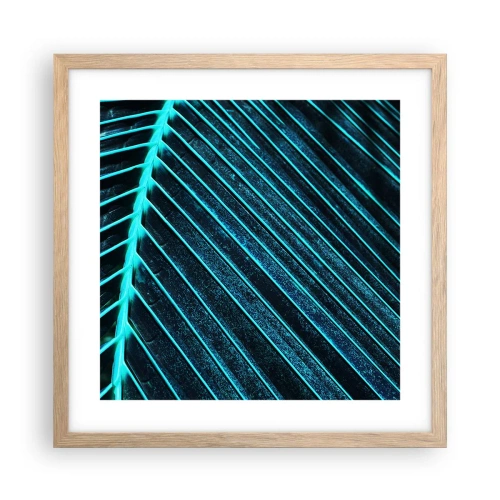 Plakat i ramme af lyst egetræ - Tekstur af grønt - 40x40 cm