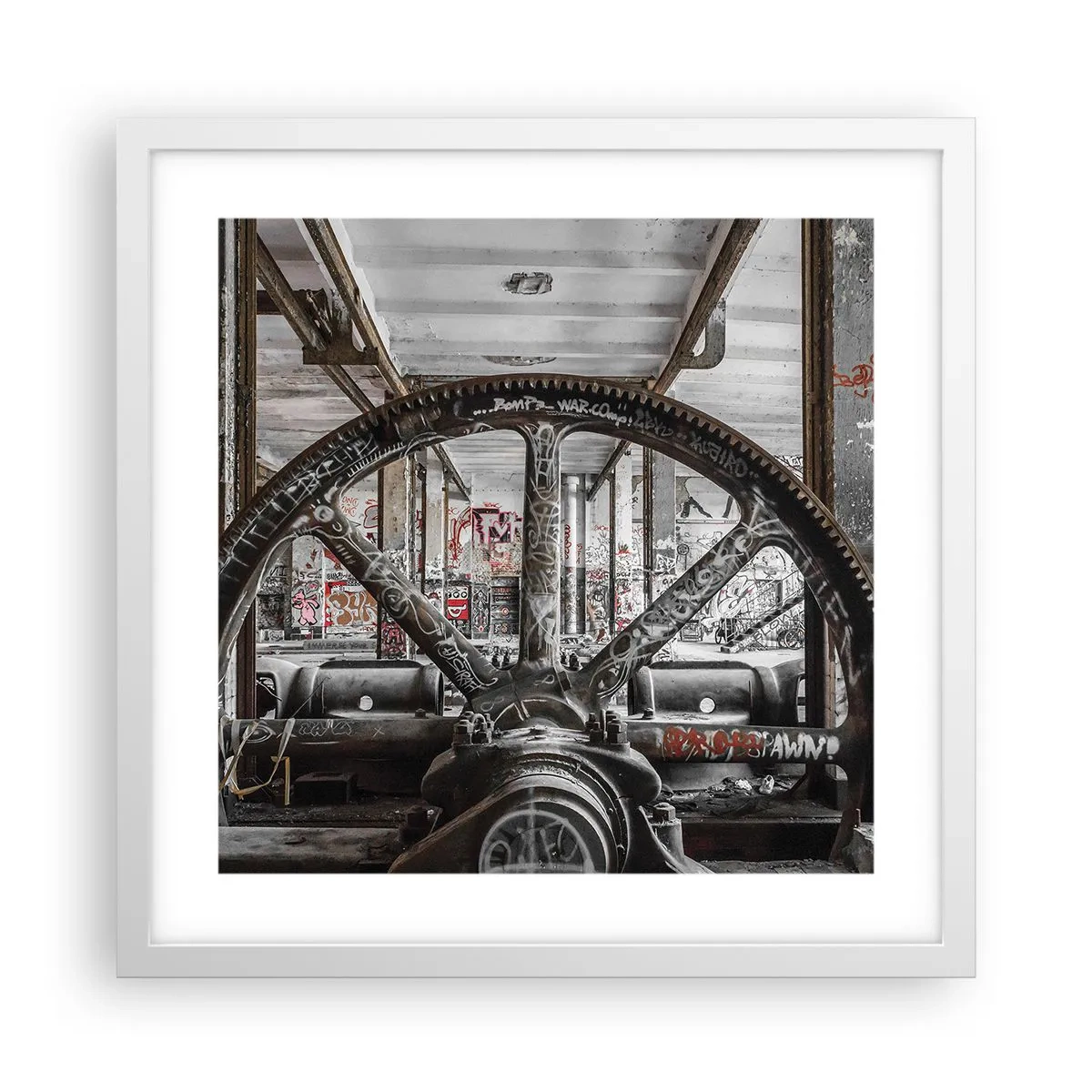 Plakat i hvid ramme - Fabrikkens hemmelige liv - 40x40 cm