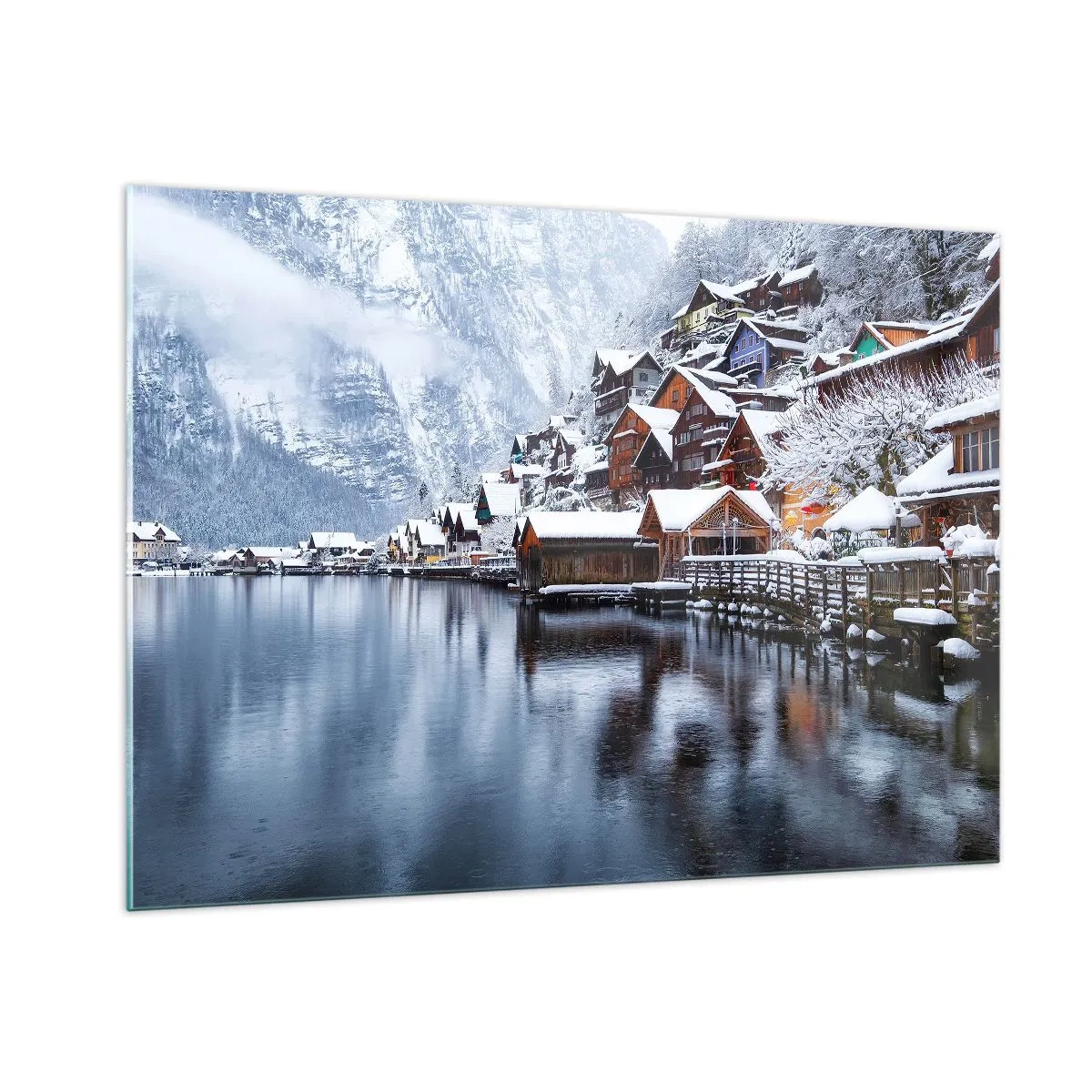 Billede på glas - I en vinterdekoration - 100x70 cm