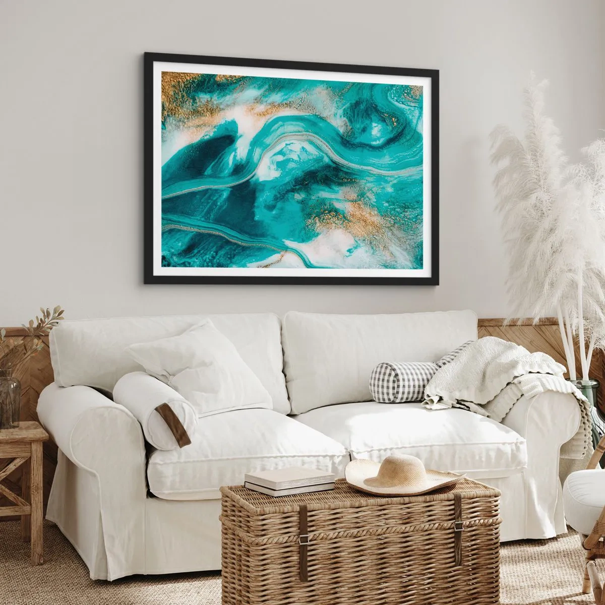 Plakat i sort ramme - Flod af guld - 70x50 cm