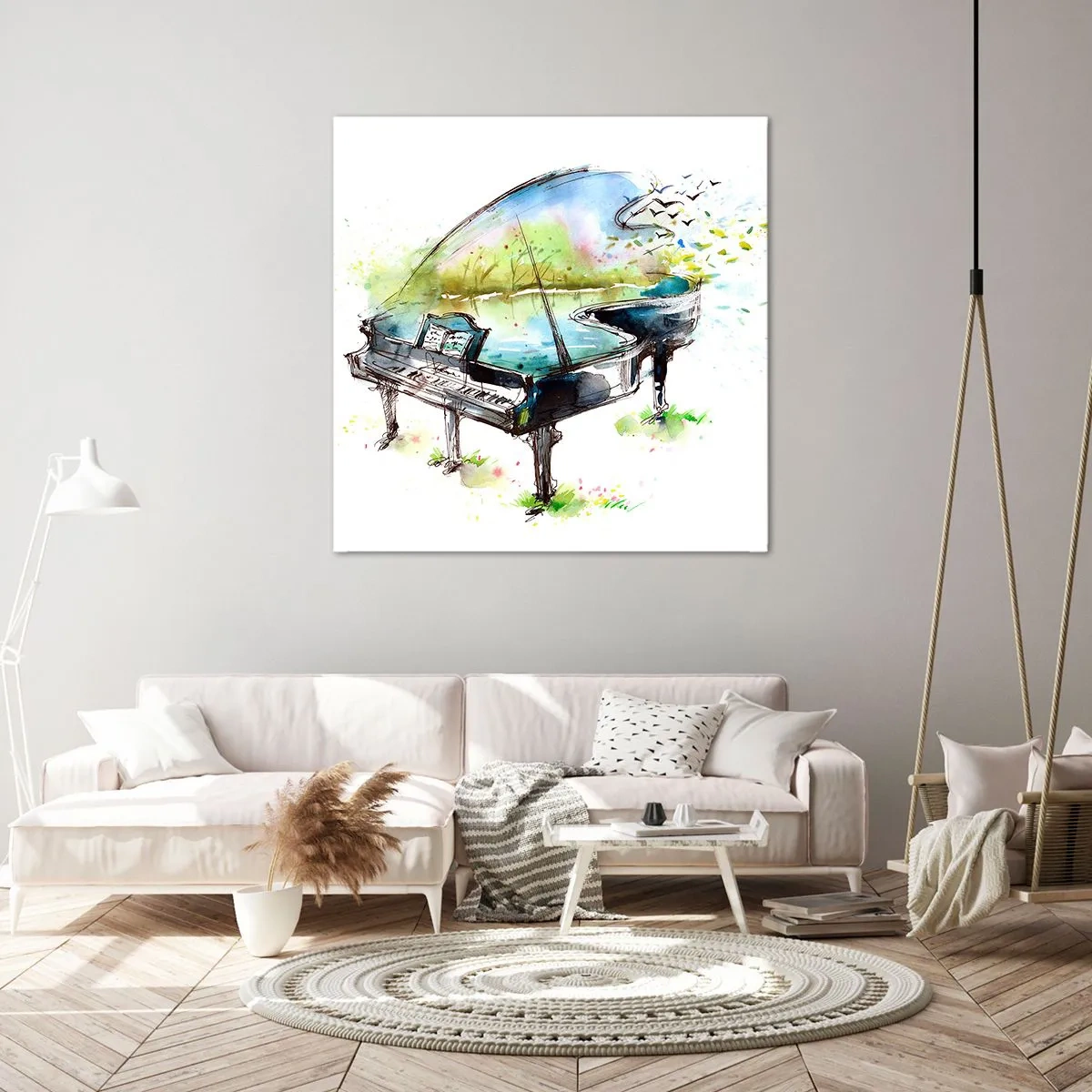 Lærredstryk - Billede på lærred - Fortryllet af musik - 70x70 cm