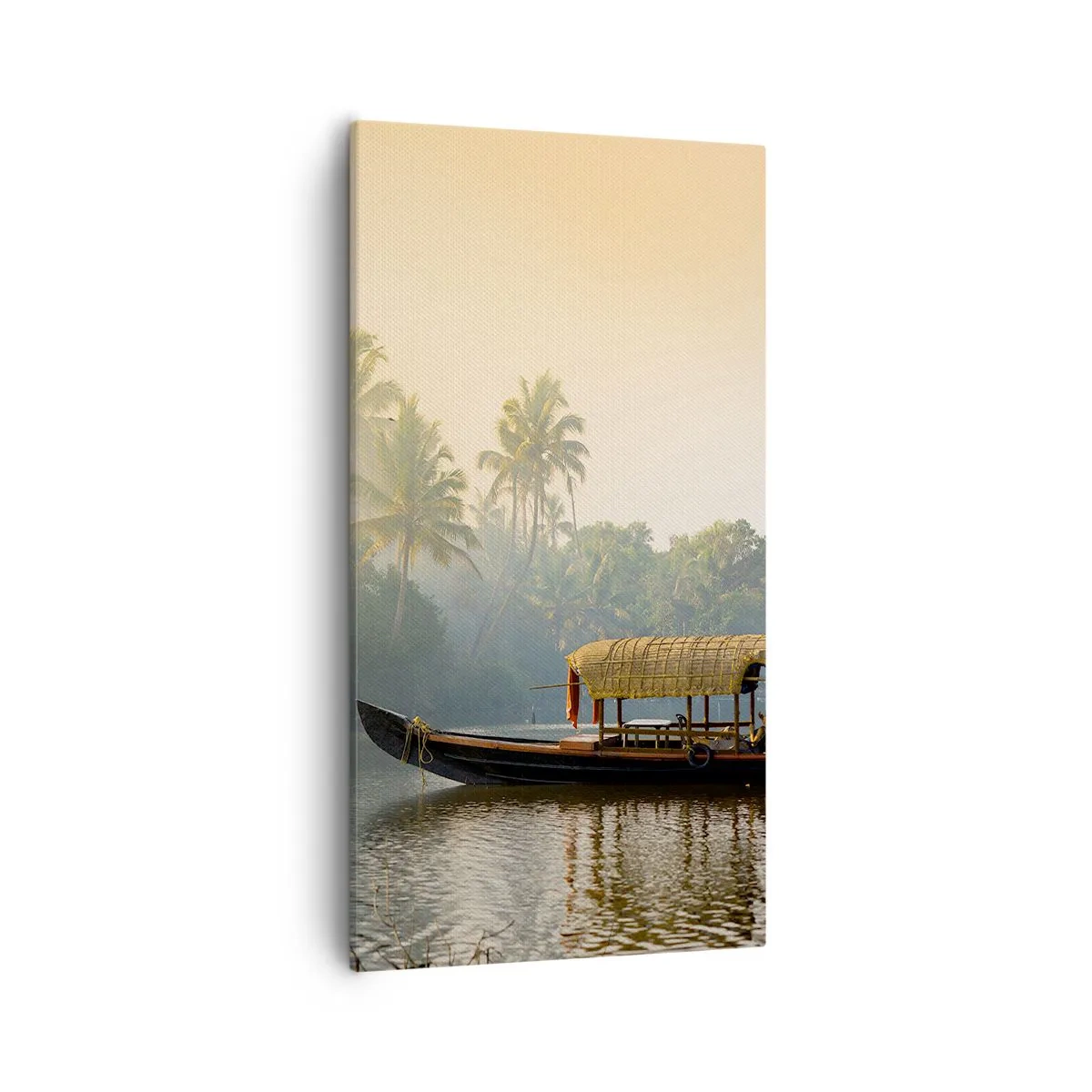 Lærredstryk - Billede på lærred - Hus ved floden - 55x100 cm