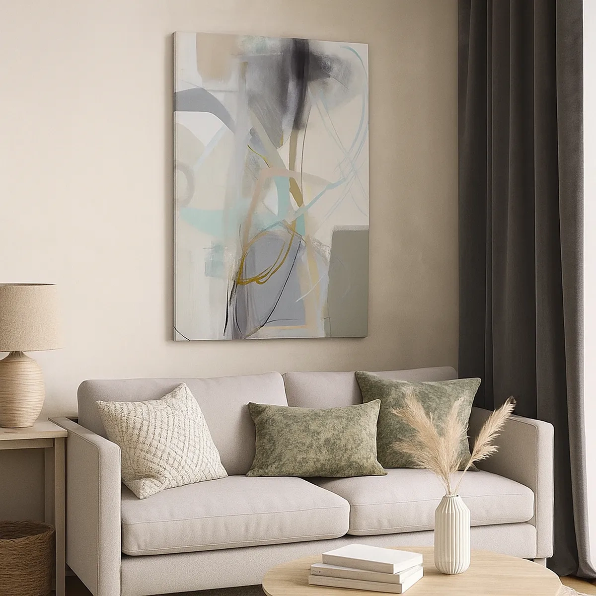 Lærredstryk - Billede på lærred - Tågeagtig abstraktion - 50x70 cm