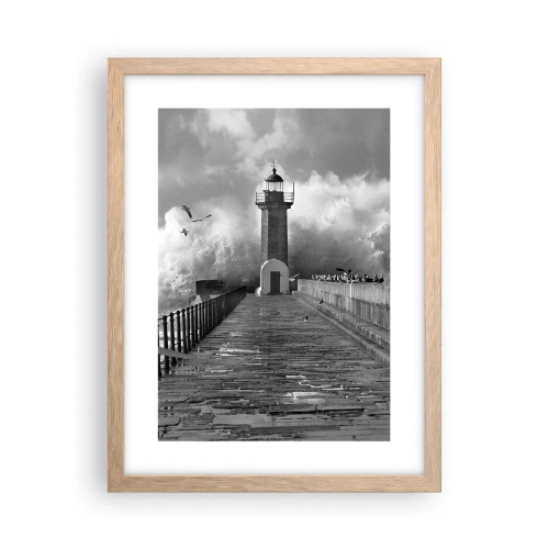 Plakat i ramme af lyst egetræ - Frygtløs  - 30x40 cm