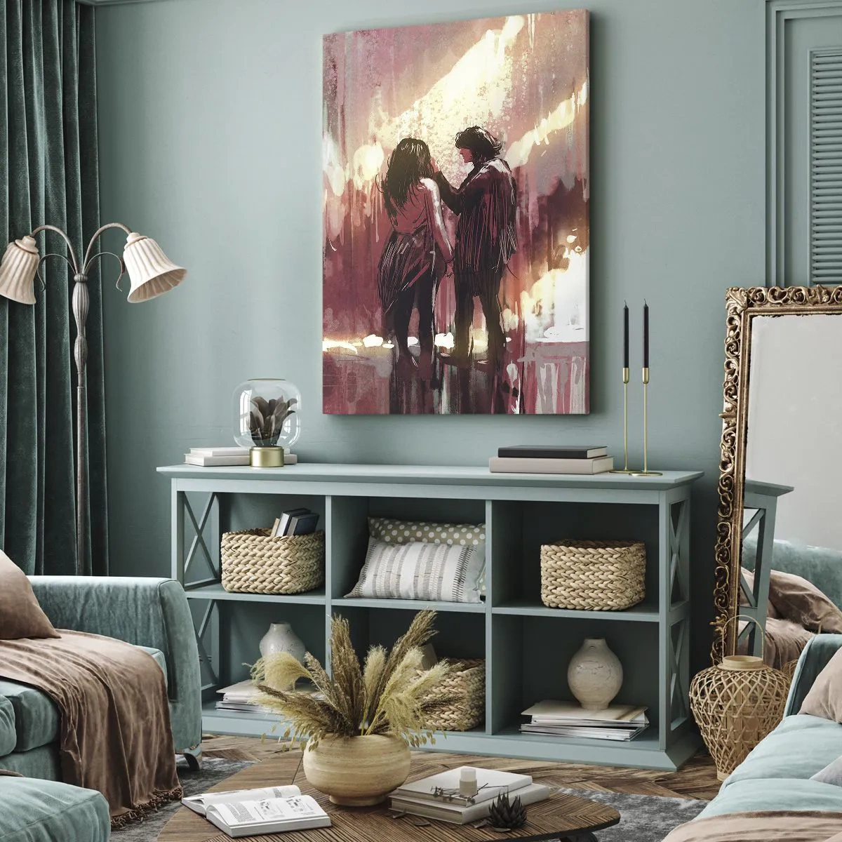Lærredstryk - Billede på lærred - Kærlighedens evige skuespil - 50x70 cm