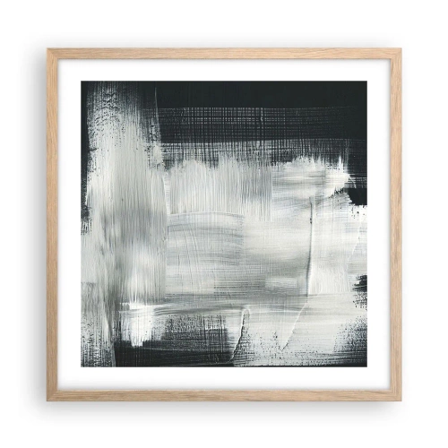 Plakat i ramme af lyst egetræ - Vævet af det lodrette og det vandrette - 50x50 cm