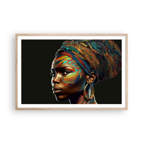 Plakat i ramme af lyst egetræ - Afrikansk dronning - 91x61 cm