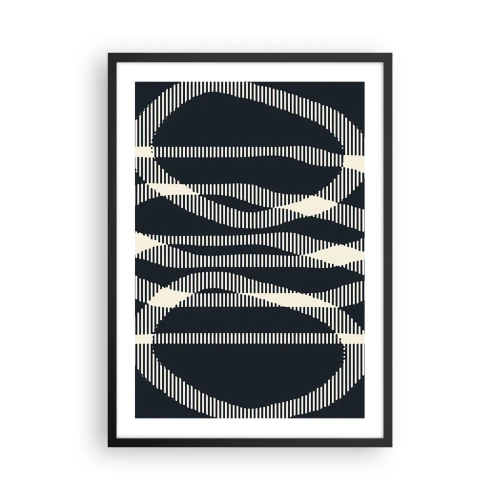 Plakat i sort ramme - Abstrakt geometrisk motiv i sorte og hvide nuancer - 50x70cm - Forsøg på at bryde igennem mørket - Moderne vægdekoration til stue og soveværelse ARTTOR