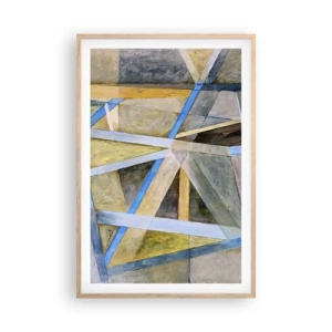 Plakat i ramme af lyst egetræ - Lige eller skråt? - 61x91 cm