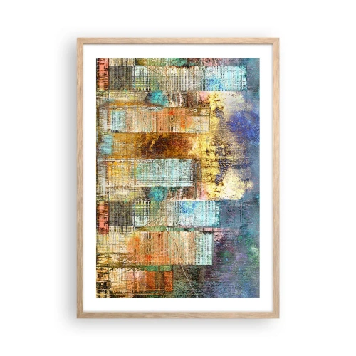 Plakat i ramme af lyst egetræ - Solrig metropol - 50x70 cm