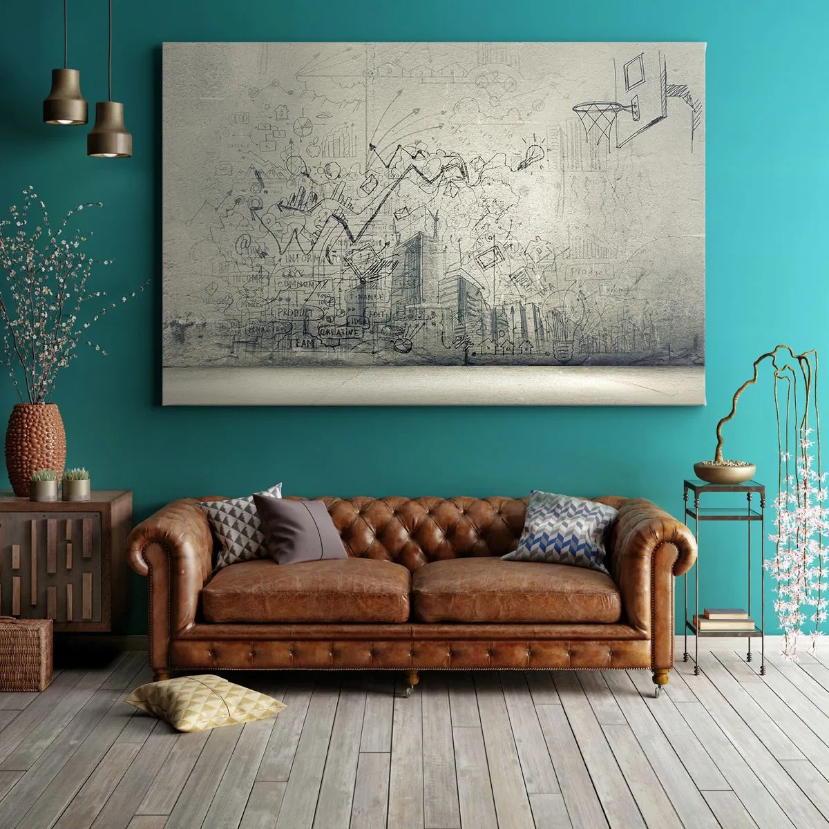 Lærredstryk - Billede på lærred - Mit vidunderlige byliv - 120x80 cm
