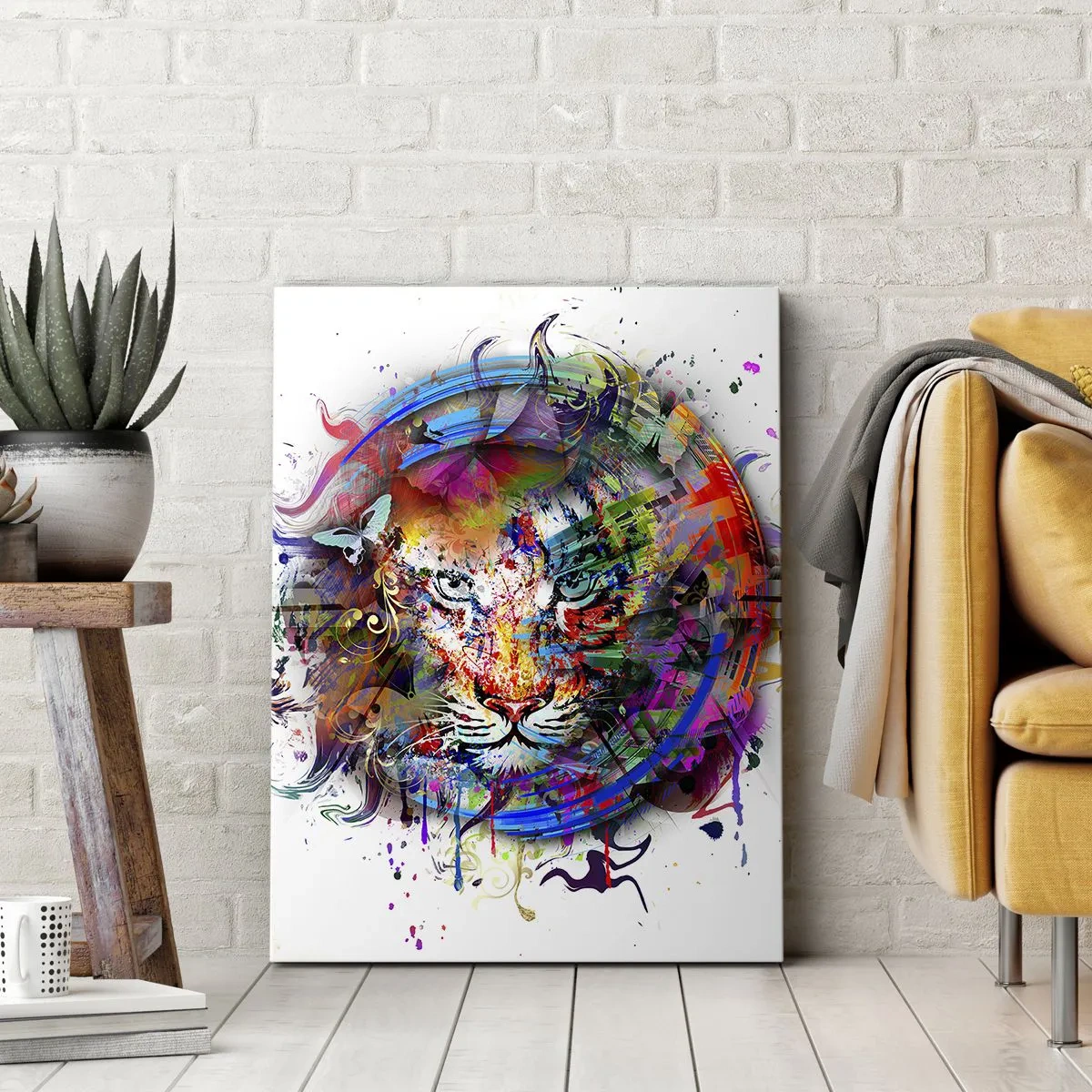 Lærredstryk - Billede på lærred - Lurer bag regnbuens slør - 80x120 cm