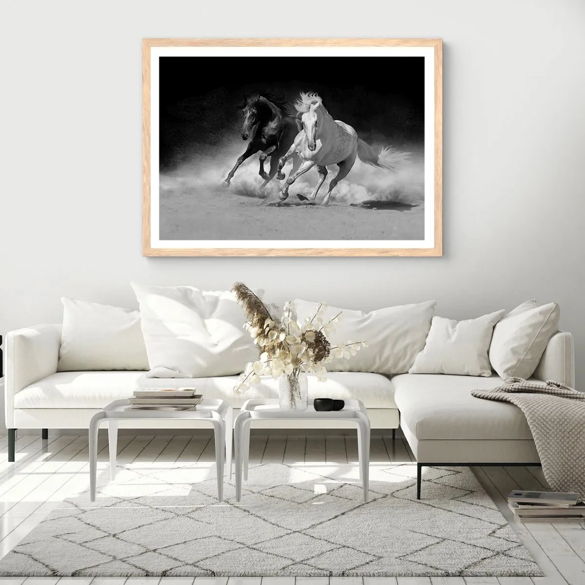 Plakat i ramme af lyst egetræ - Frihedens galop - 40x30 cm