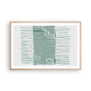 Plakat i ramme af lyst egetræ - Marin abstraktion - 91x61 cm