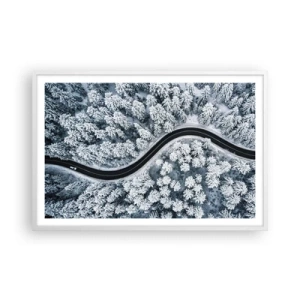 Plakat i hvid ramme - Gennem en vinterskov - 91x61 cm