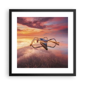 Plakat i sort ramme - Roen ved en tropisk aften - 40x40 cm