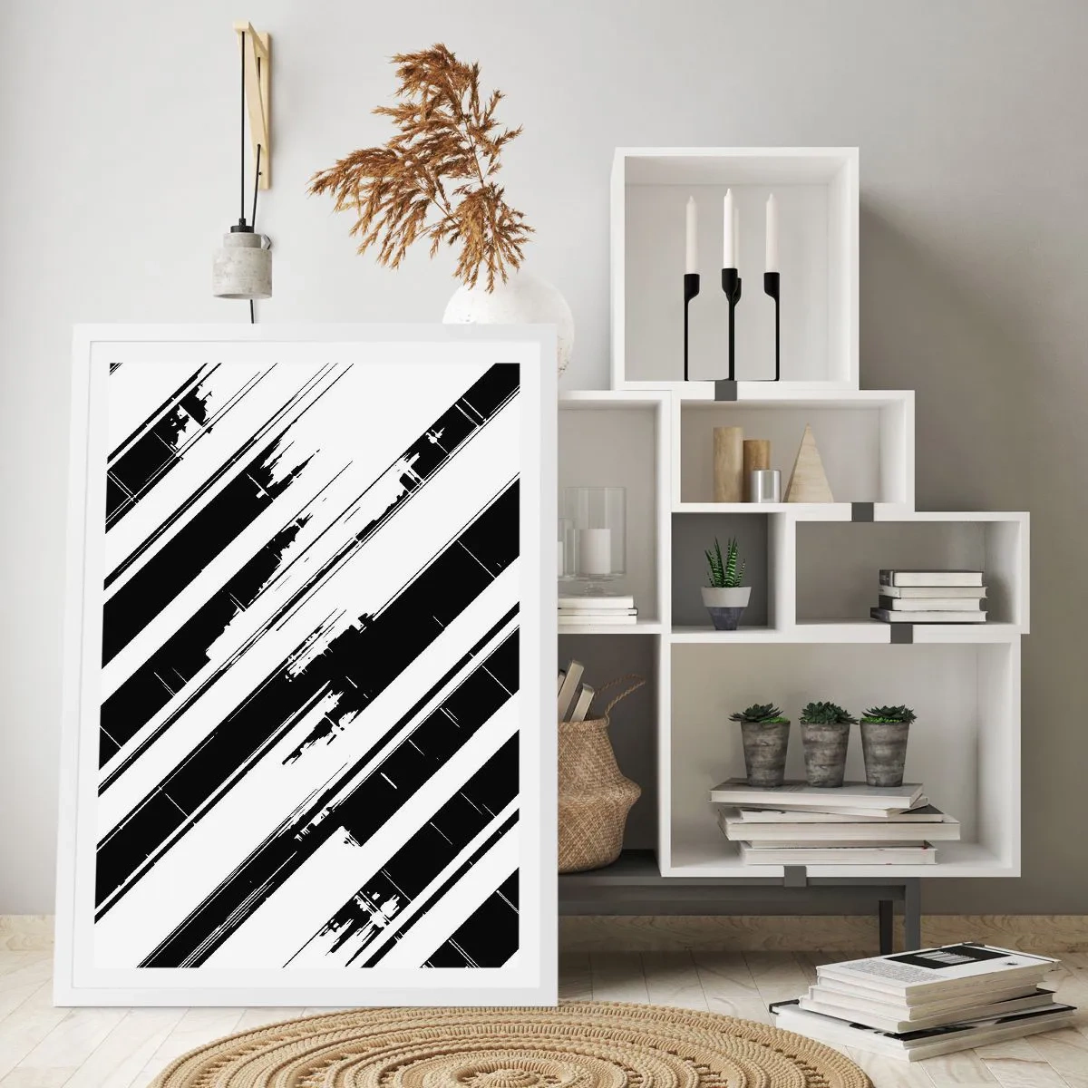 Plakat i hvid ramme - Intens og dynamisk komposition - 61x91 cm