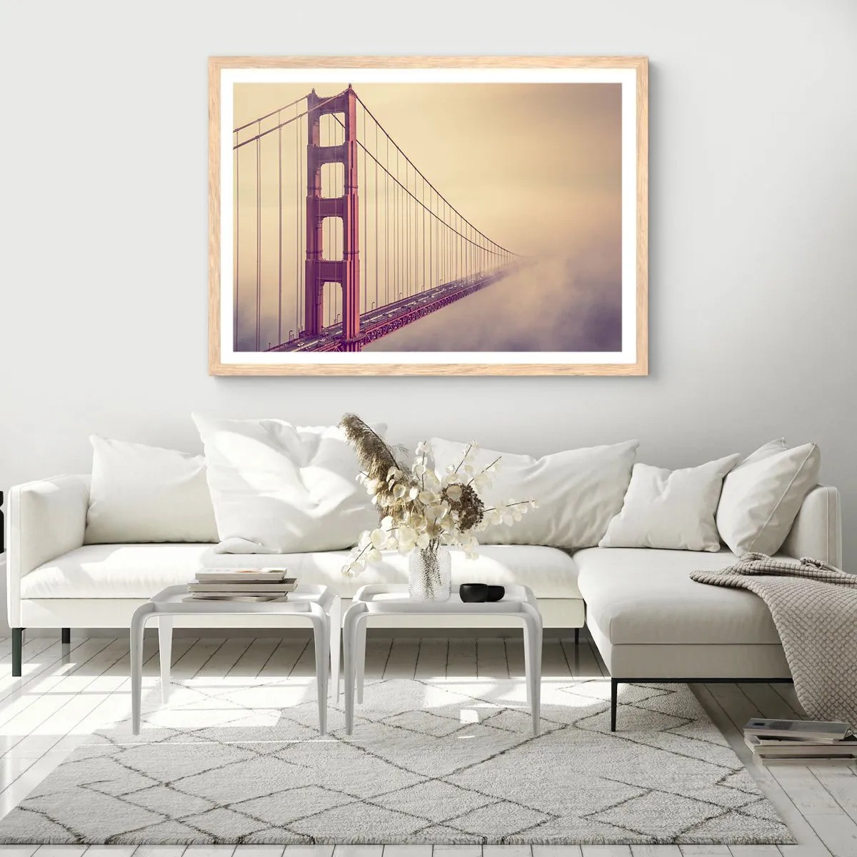 Plakat i ramme af lyst egetræ - Mellem himmel og jord - 70x50 cm