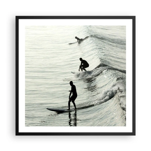 Plakat i sort ramme - Mødet med bølgen - 60x60 cm