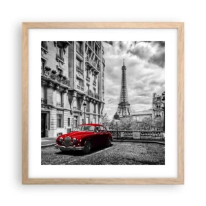 Plakat i ramme af lyst egetræ - Rovdyr i byen - 40x40 cm