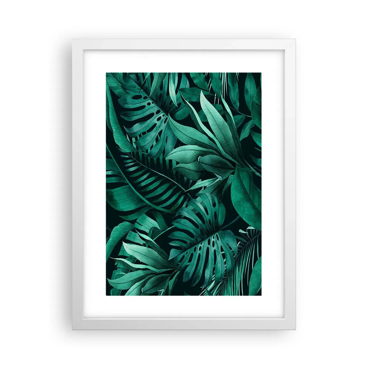 Plakat i hvid ramme - Dyb tropisk grøn - 30x40 cm
