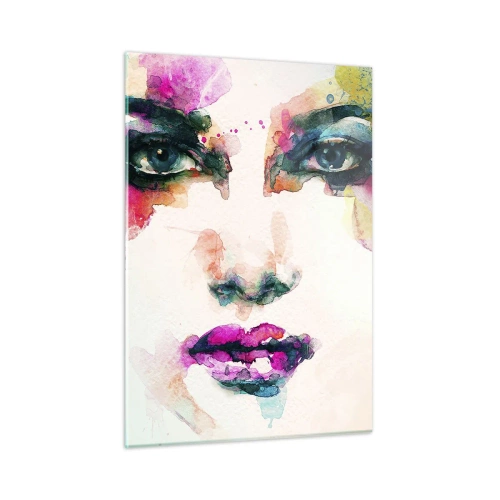 Billede på glas - Portræt malet med en regnbue - 50x70 cm