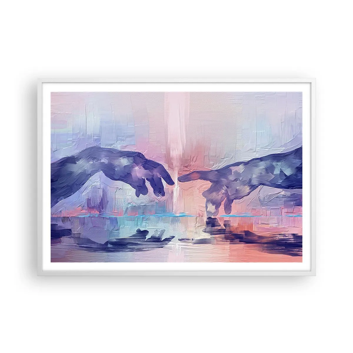 Plakat i hvid ramme - Den guddommelige gnist af liv - 100x70 cm