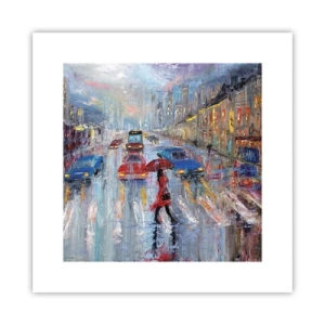 Plakat - Regnfuld eftermiddag i byen - 30x30 cm
