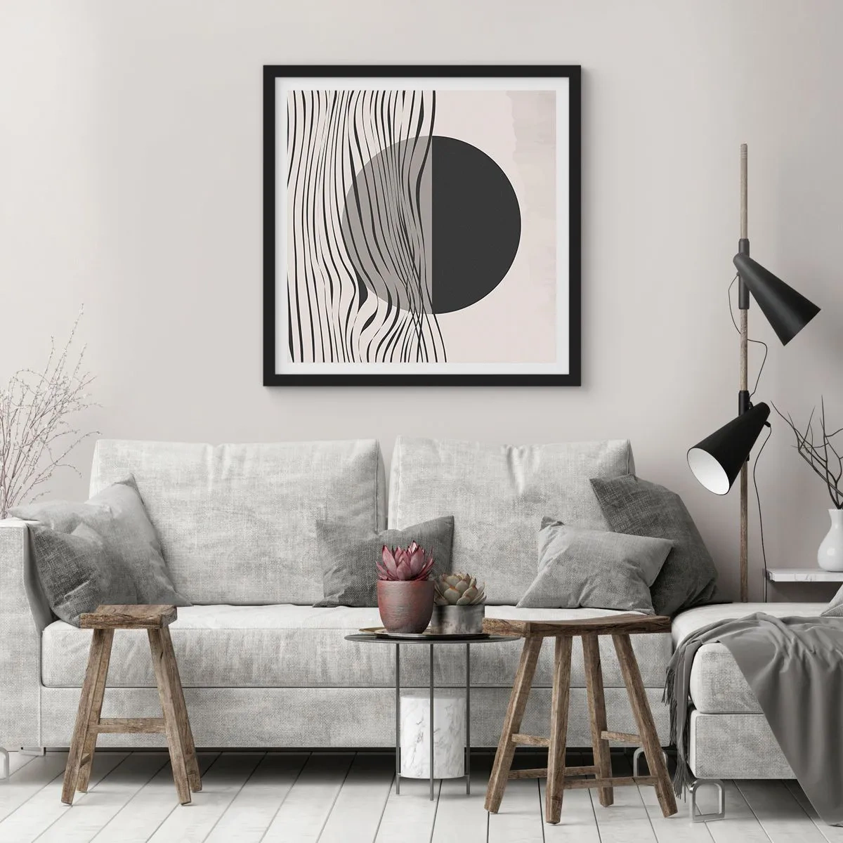 Plakat i sort ramme - Halvkomposition - 40x40 cm