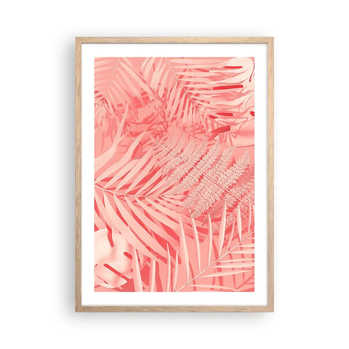 Plakat i ramme af lyst egetræ - Lyserødt koncept - 50x70 cm