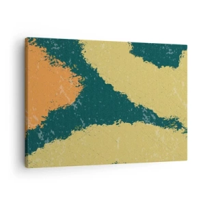 Lærredstryk - Billede på lærred - Abstrakte pletter i jordnære og grønne farver - 70x50cm - Abstraktion - i slowmotion - Moderne vægdekoration til stue og soveværelse ARTTOR