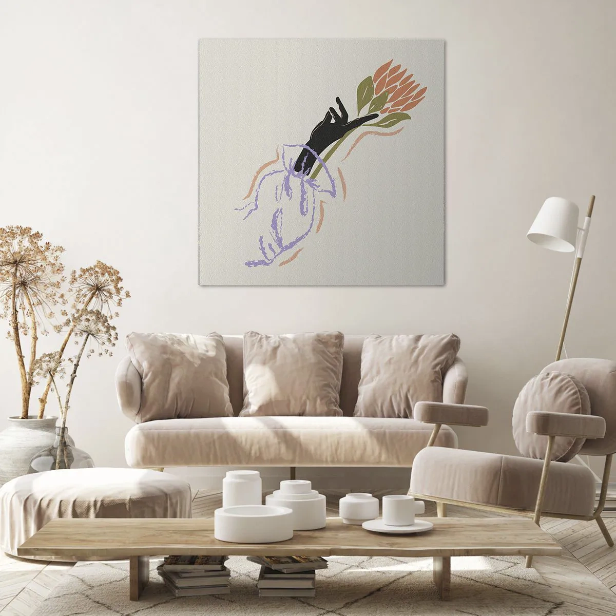 Lærredstryk - Billede på lærred - En søsterlig berøring - 40x40 cm