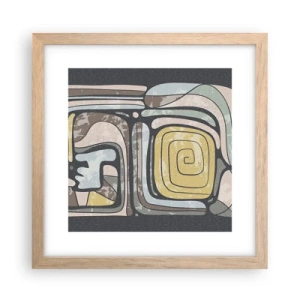 Plakat i ramme af lyst egetræ - Abstraktion i en præcolumbiansk ånd - 30x30 cm