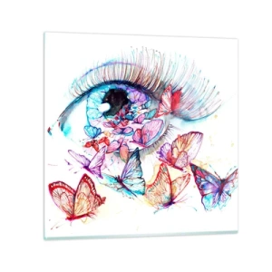Billede på glas - Eventyrlige øjne - 30x30 cm