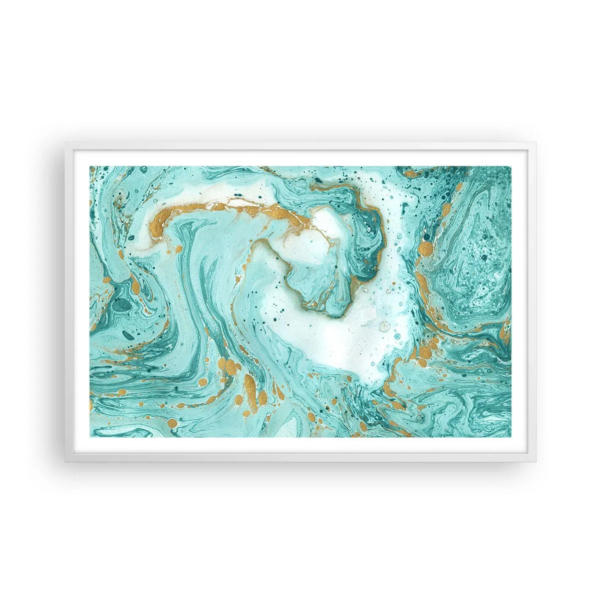 Plakat i hvid ramme - Under den store bølge i Edo-perioden - 91x61 cm