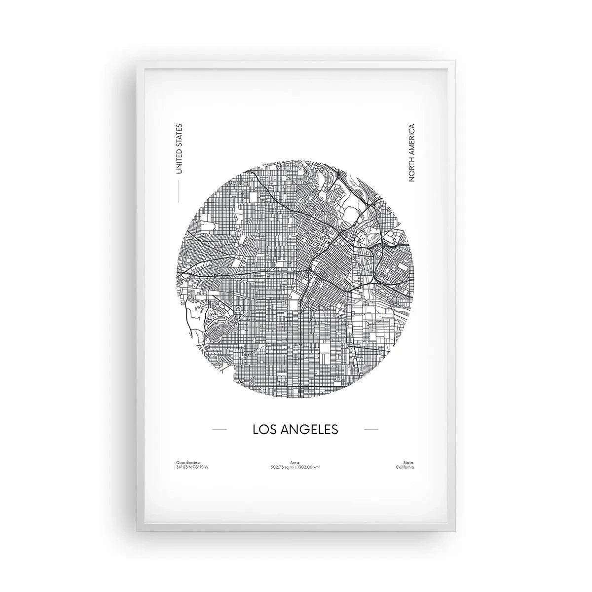 Plakat i hvid ramme - Los Angeles' anatomi - 61x91 cm