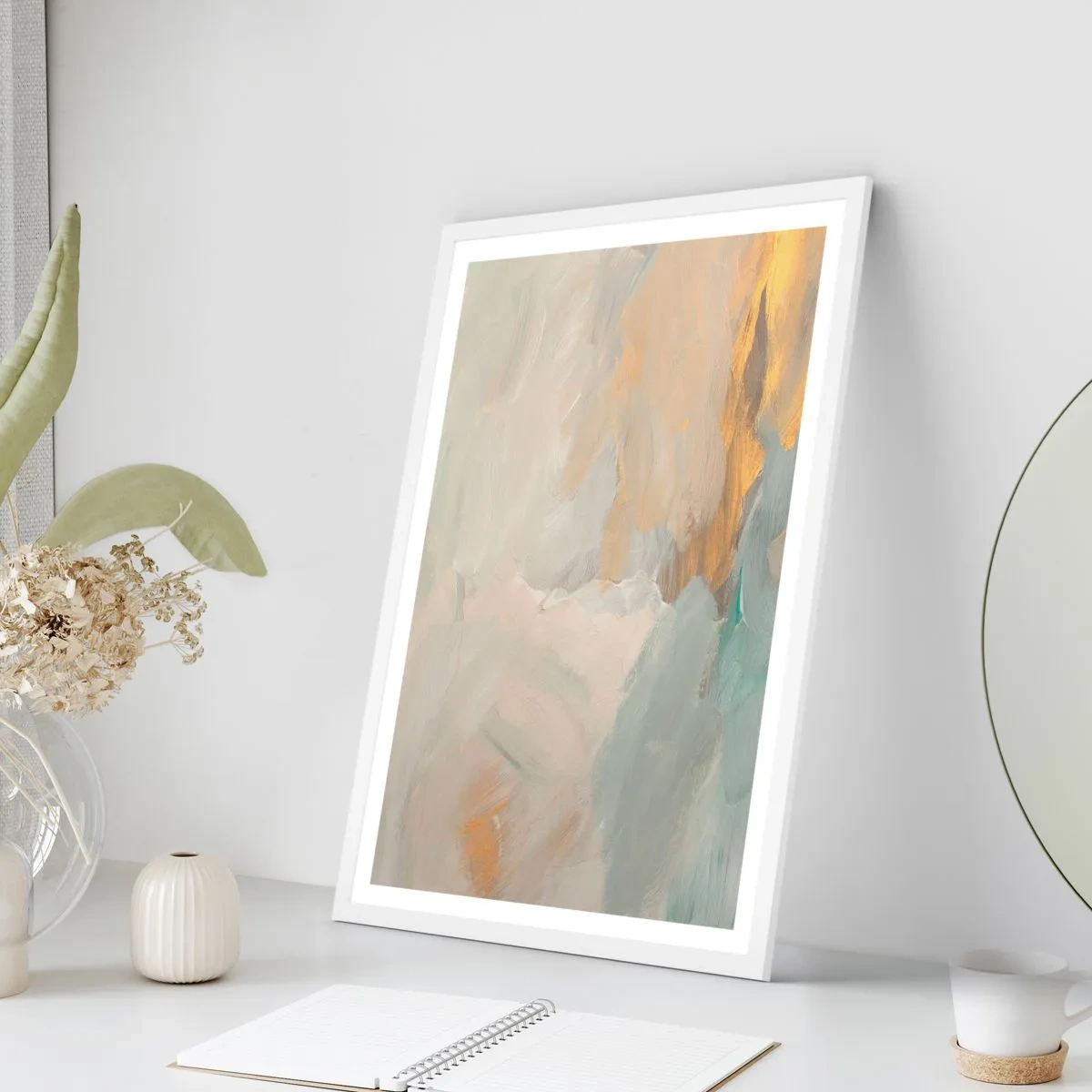 Plakat i hvid ramme - Abstraktion - blidhedens land - 61x91 cm