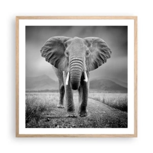 Plakat i ramme af lyst egetræ - Værten byder velkommen til - 60x60 cm