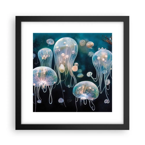 Plakat i sort ramme - Undervandsbold - 30x30 cm