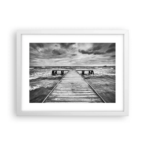 Plakat i hvid ramme - Jeg venter på, at vinden blæser væk... - 40x30 cm