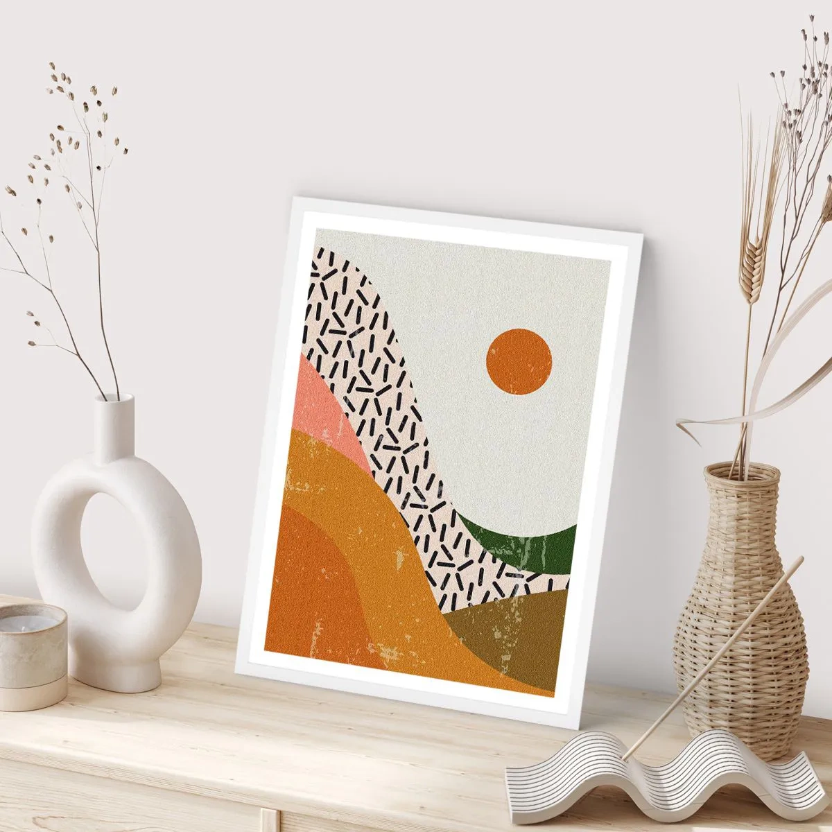 Plakat i hvid ramme - Solrig abstraktion - 30x40 cm