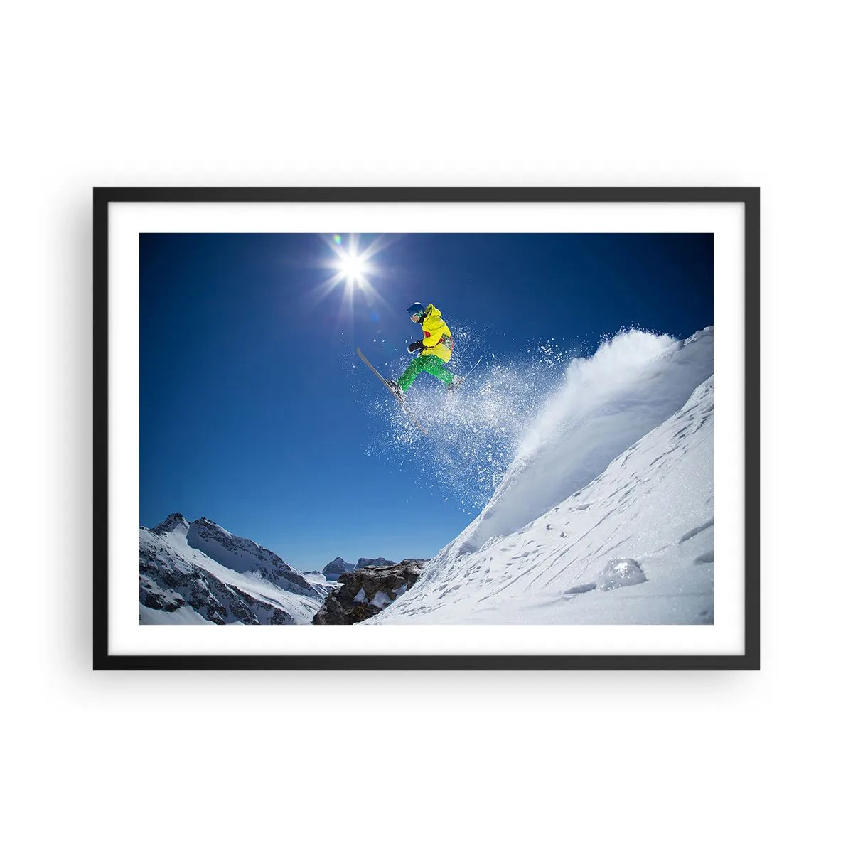 Plakat i sort ramme - Danser med bjergene - 70x50 cm