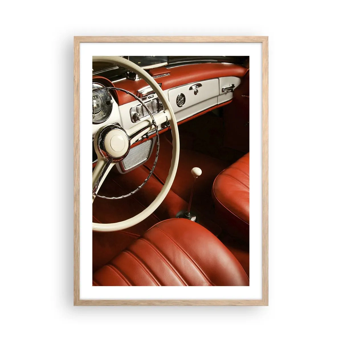 Plakat i ramme af lyst egetræ - Luksus i vintage stil - 50x70 cm