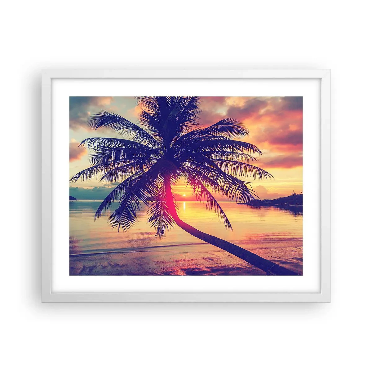 Plakat i hvid ramme - En aften under palmerne - 50x40 cm