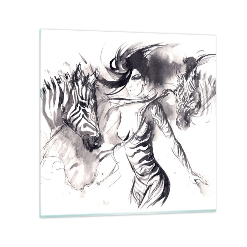 Billede på glas - Danser med zebraer - 30x30 cm