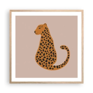 Plakat i ramme af lyst egetræ - Leopardprint er et moderigtigt mønster - 60x60 cm