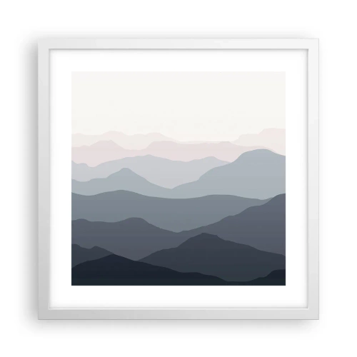 Plakat i hvid ramme - Bølger af bjerge - 40x40 cm