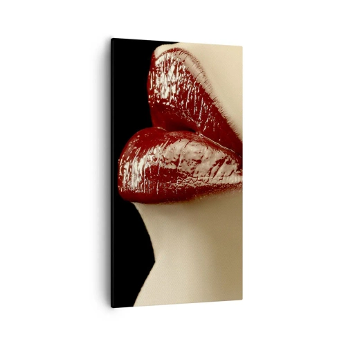 Lærredstryk - Billede på lærred - Karminrødt farves sanselighed og udstråling - 55x100 cm